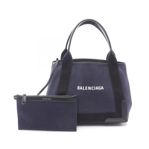Balenciaga Navy Cabas S Tote Bag, Canvas and Leather, Women's, Navy/Black, 33... - Picture 1 of 8